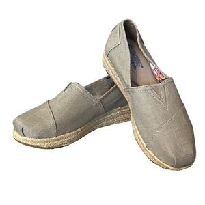 BOBS from Skechers Women's Taupe Espadrille Wedge Shoes Memory Foam Size 8